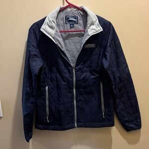 Lauren James Navy Quilted Jacket with Gray Interior